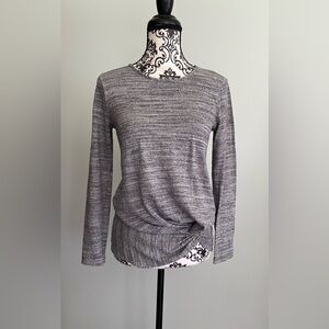 Banana Republic Heather Gray Long Sleeve Crew Neck Top Twist Front Women’s Sz S